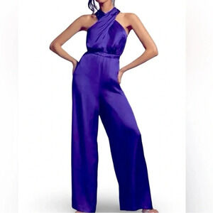 Anthropologie Dolan Jumpsuit Halter Top Size XS Purple Evening Wedding Cocktail